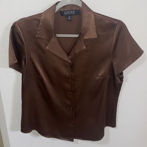 Button down work shirt satin